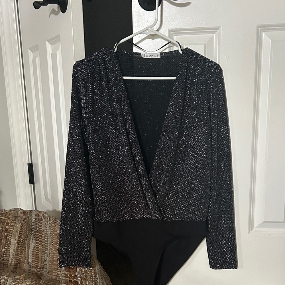 Sparkling Black Long Sleeve Bodysuit